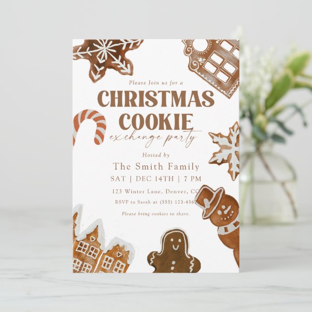 Invitation Christmas Cookie Exchange (Debout devant)