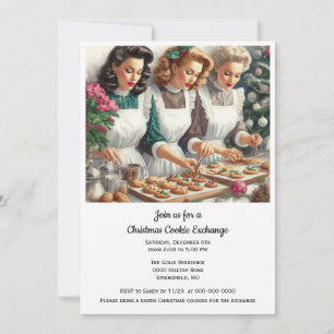Invitation Christmas Cookie Exchange Retro Ladies