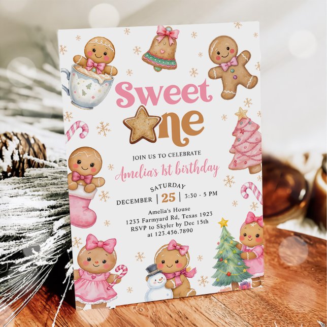 Invitation Christmas Cookie Sweet One 1st Birthday Party (Créateur téléchargé)