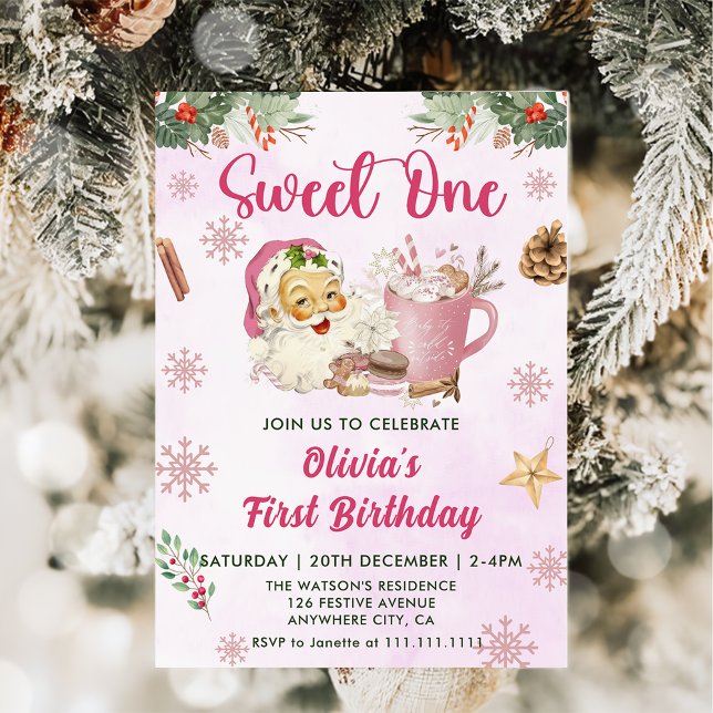 Invitation Christmas Cookie Sweet Un 1er anniversaire fête (Créateur téléchargé)
