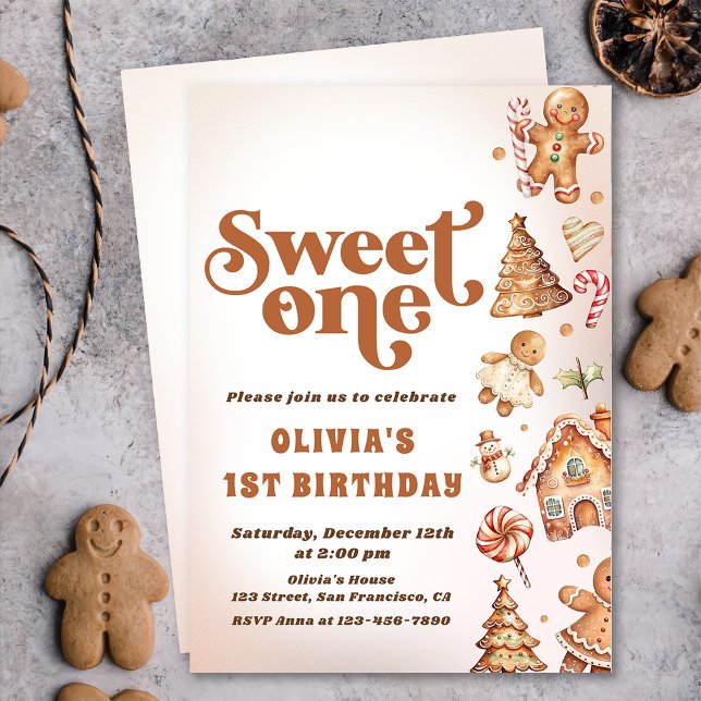 Invitation Christmas Cookie Sweet Un 1er anniversaire fête (Créateur téléchargé)