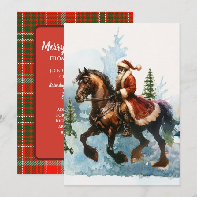 Invitation Christmas Cowboy Père Noël (Devant / Derrière)
