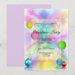 Invitation Christmas Disco Baubles Noël