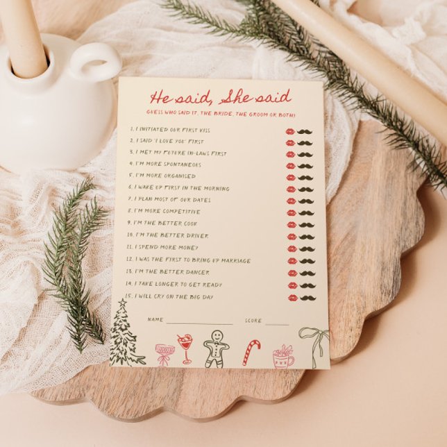 Invitation Christmas Doodle He said She said Card (Créateur téléchargé)