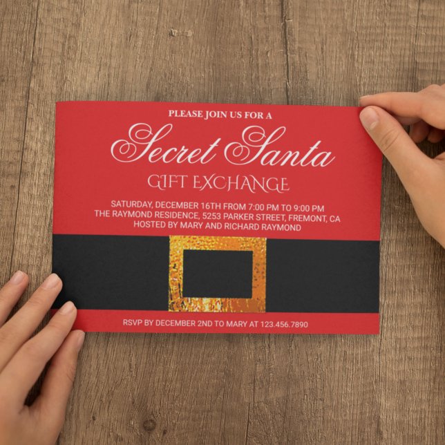 Invitation Christmas Gift Exchange Party Secret Père Noël Inv (Créateur téléchargé)