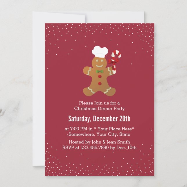 Invitation Christmas Gingbread Man Diner férié (Devant)