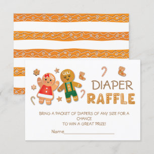 Invitation Christmas Gingerbread Cookie Diaper Raffe