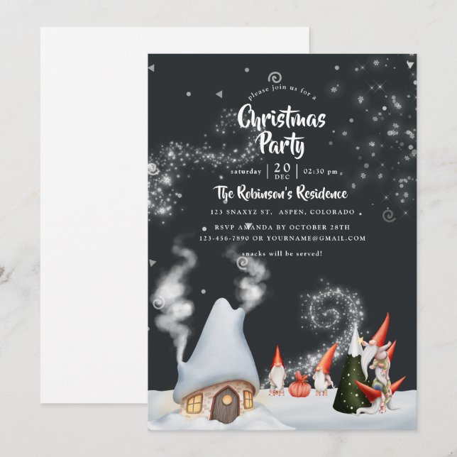 Invitation Christmas Gnomes (Devant / Derrière)