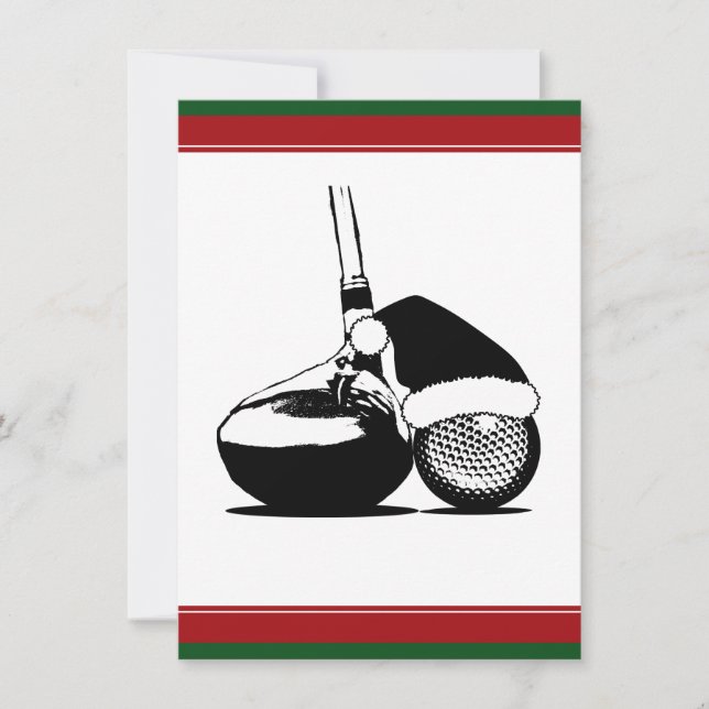 Invitation Christmas Golf Ball and Club (Devant)