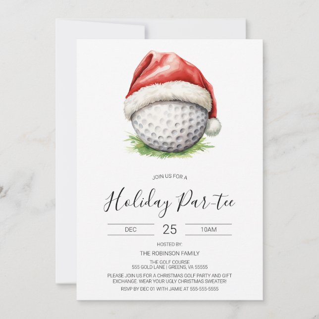 Invitation Christmas Golf Invitation, Holiday Park tee (Devant)
