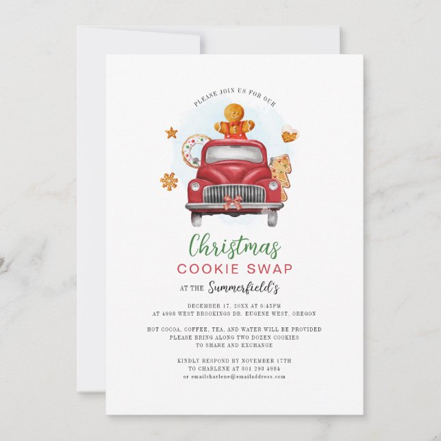 Invitation Christmas Holiday Gingerbread Échange de biscuits (Devant)