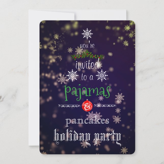 Invitation Christmas Holiday Pajamas & Pancakes Family Party (Devant)