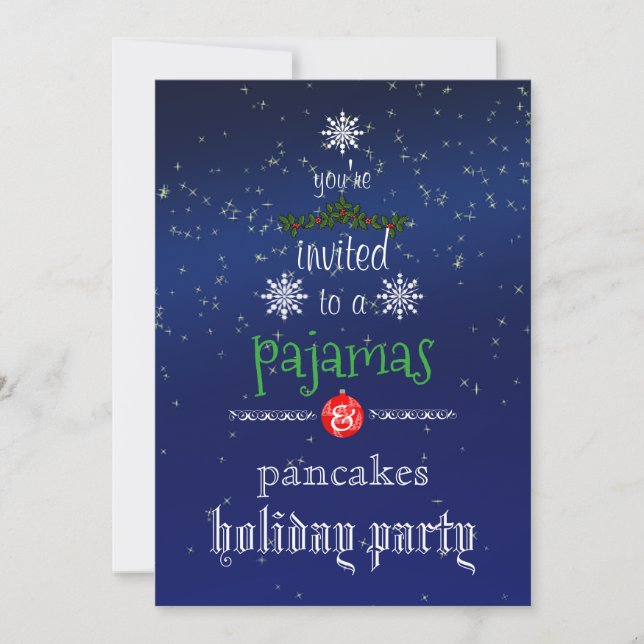 Invitation Christmas Holiday Pajamas & Pancakes Family Party (Devant)