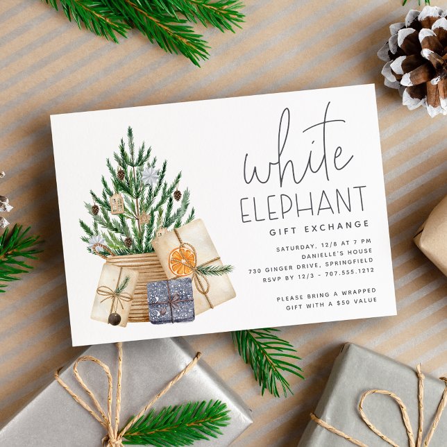 Invitation Christmas Holiday White Elephant échange de cadeau (Créateur téléchargé)