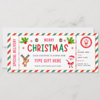 Invitation Christmas Kids Coupon Certificate Rudolph Santa