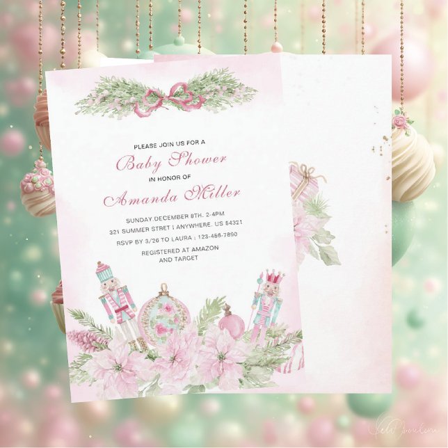 Invitation Christmas Nutcracker Ballet Pink watercoInvitation (Créateur téléchargé)