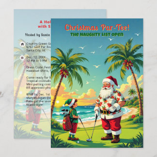 Invitation Christmas Par-Tee Funny Tropical Golf Santa Party