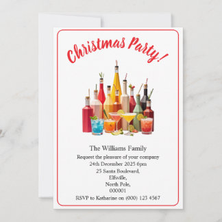 Invitation Christmas Party Drinks And Cocktails White Xmas