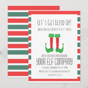 Invitation Christmas Party Elf Costume Bureau Entreprise Évén