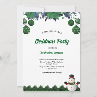 Invitation Christmas Party Santa Claus Modern in Green Invita