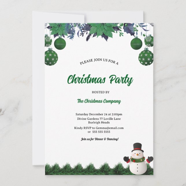 Invitation Christmas Party Santa Claus Modern in Green Invita (Devant)