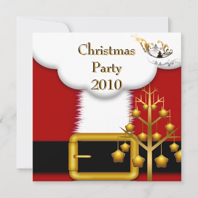 Invitation Christmas Party Santa Suit Red  Xmas (Front)