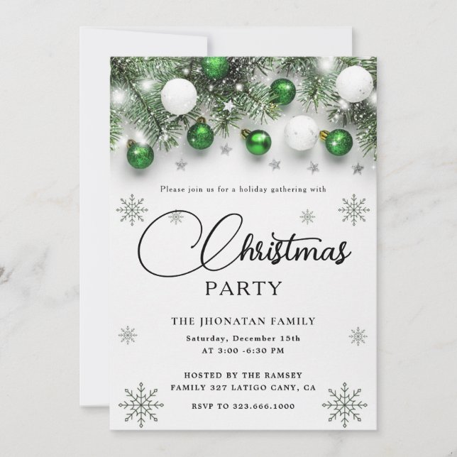 Invitation Christmas Party Winter Botanical (Devant)