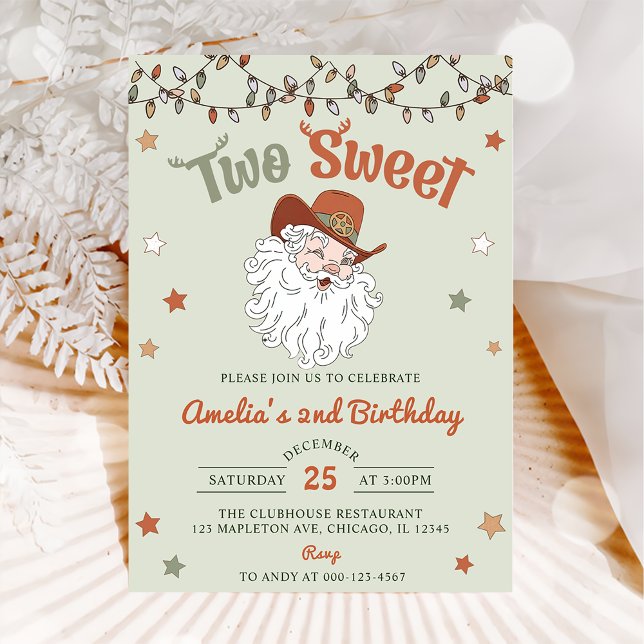 Invitation Christmas Père Noël Two Sweet Anniversaire Party (Créateur téléchargé)
