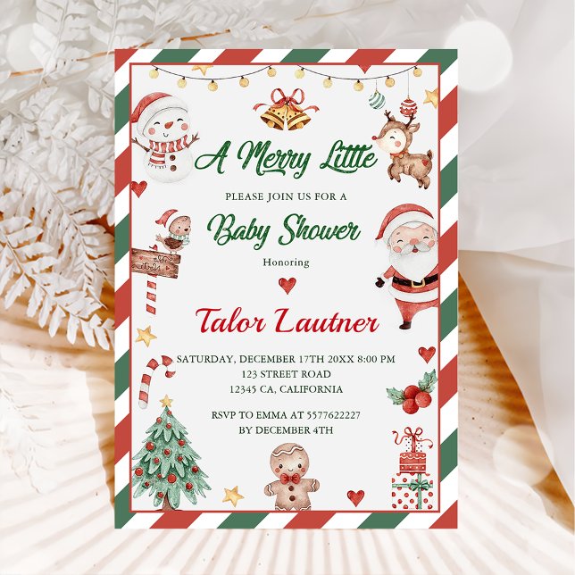 Invitation Christmas Père Noël Un joyeux petit Baby shower (Créateur téléchargé)