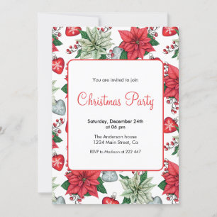Invitation Christmas Poinsettia Patter