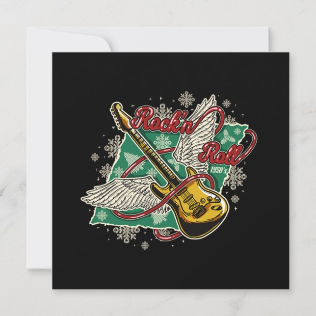 Invitation Christmas Rock n Roll Electric Guitare Rock Musiqu (Devant)