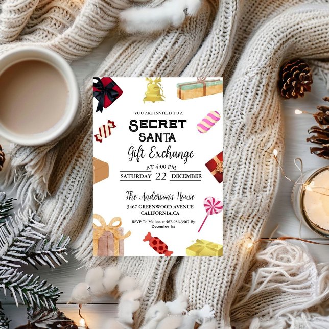 Invitation Christmas Secret Père Noël Cadeau Exchange Fête de (Créateur téléchargé)