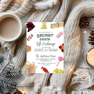 Invitation Christmas Secret Père Noël Cadeau Exchange Fête de