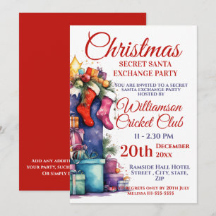 Invitation Christmas Secret Père Noël Exchange Party