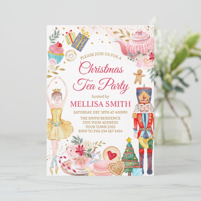 Invitation Christmas Tea Holiday Party (Debout devant)