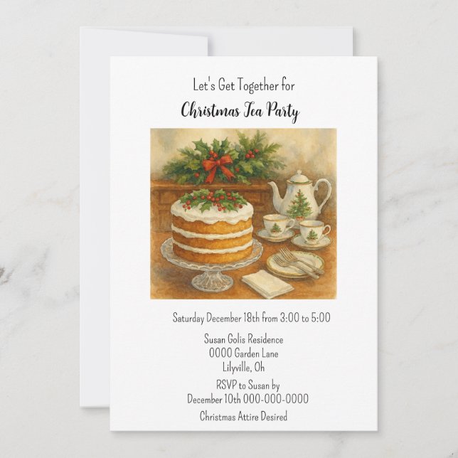 Invitation Christmas Tea Party / Tea Time  (Devant)