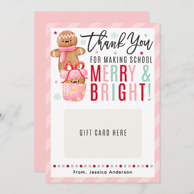 Invitation Christmas Teacher Appreciation Gift Card Holder (Devant / Derrière)