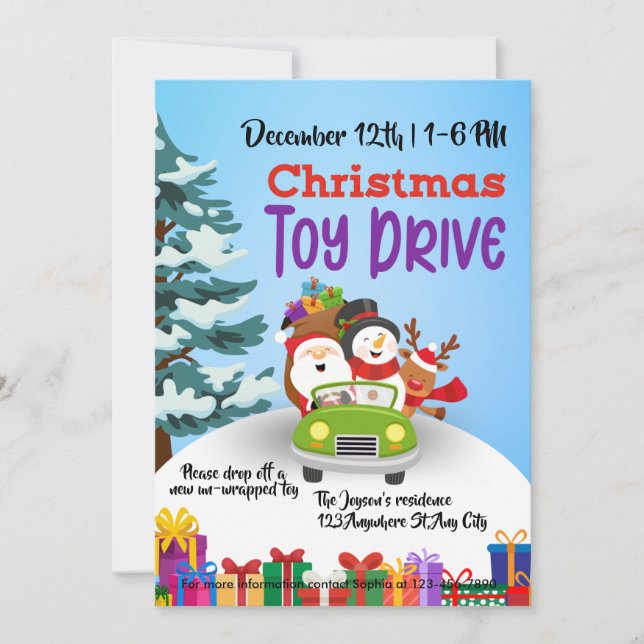 Invitation Christmas Toy Drive Famille ou Organisme de bienfa (Devant)