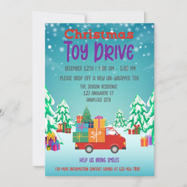 Invitation Christmas Toy Drive Famille ou Organisme de bienfa (Devant)