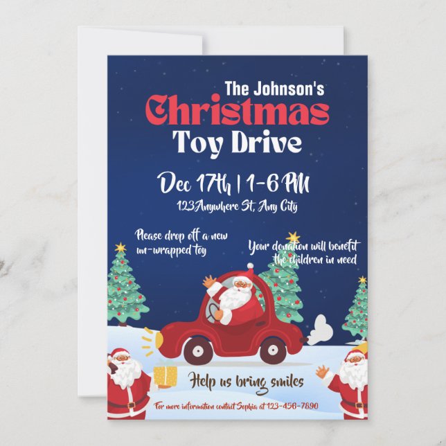 Invitation Christmas Toy Drive Famille ou Organisme de bienfa (Devant)