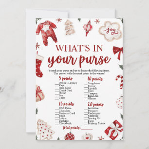Invitation Christmas What's In Your Purse Baby shower Jeu