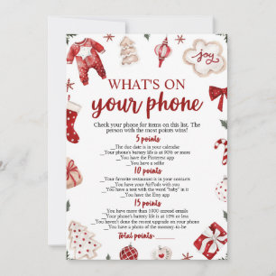 Invitation Christmas What's On Your Phone Baby shower Game