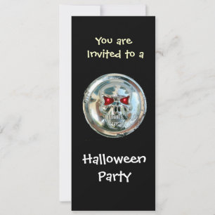 INVITATION CHROME SKULL HALLOWEEN PARTY