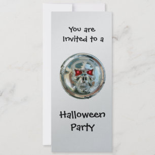 INVITATION CHROME SKULL HALLOWEEN PARTY