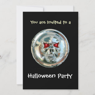 INVITATION CHROME SKULL HALLOWEEN PARTY