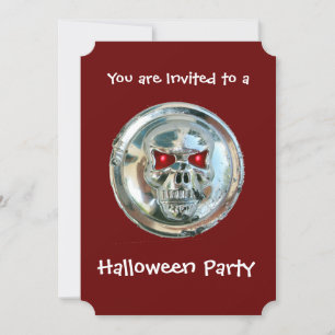 INVITATION CHROME SKULL HALLOWEEN PARTY