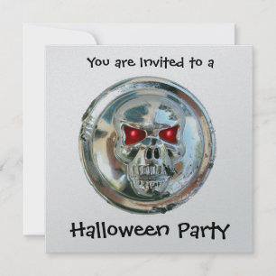INVITATION CHROME SKULL HALLOWEEN PARTY