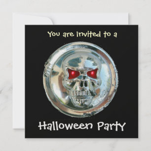 Invitation CHROME SKULL HALLOWEEN PARTY Ice Metallic