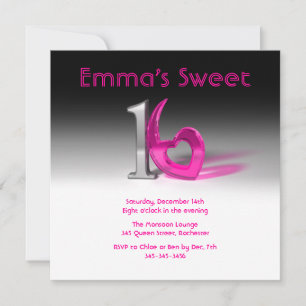 Invitation Chromome et bonbons rose Sweet 16