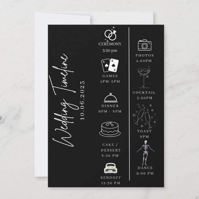 Invitation Chronologie et détails du mariage Gotich (Devant)